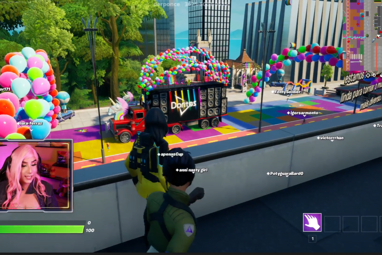 Bryanna Nasck desbrava mapa de Doritos em Fornite