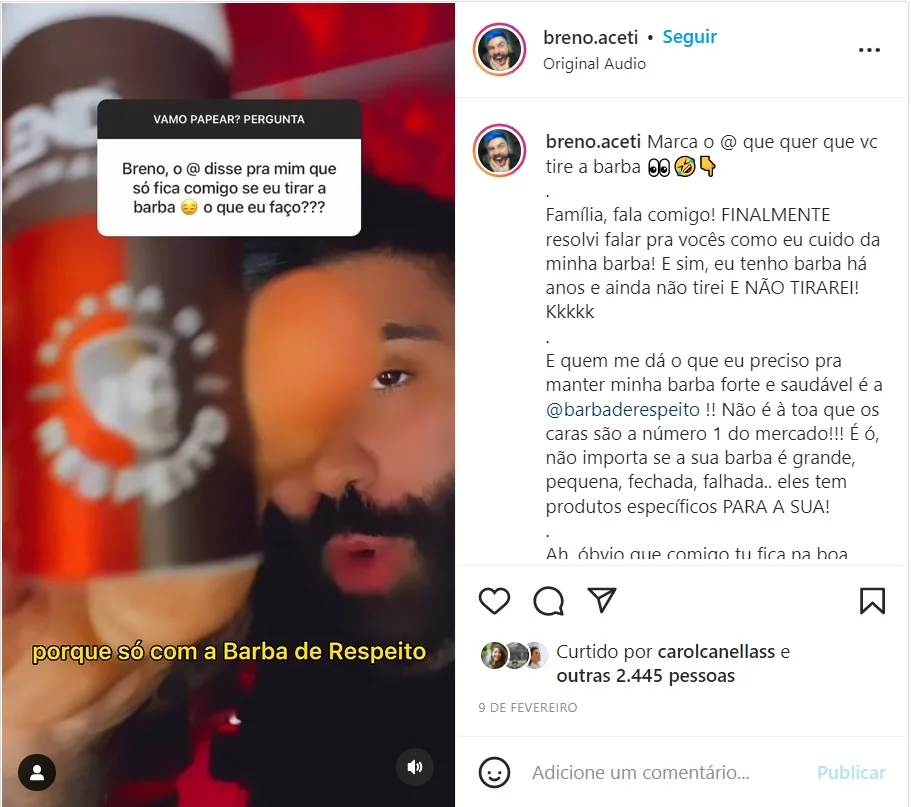Breno em campanha para Barba de Respeito 