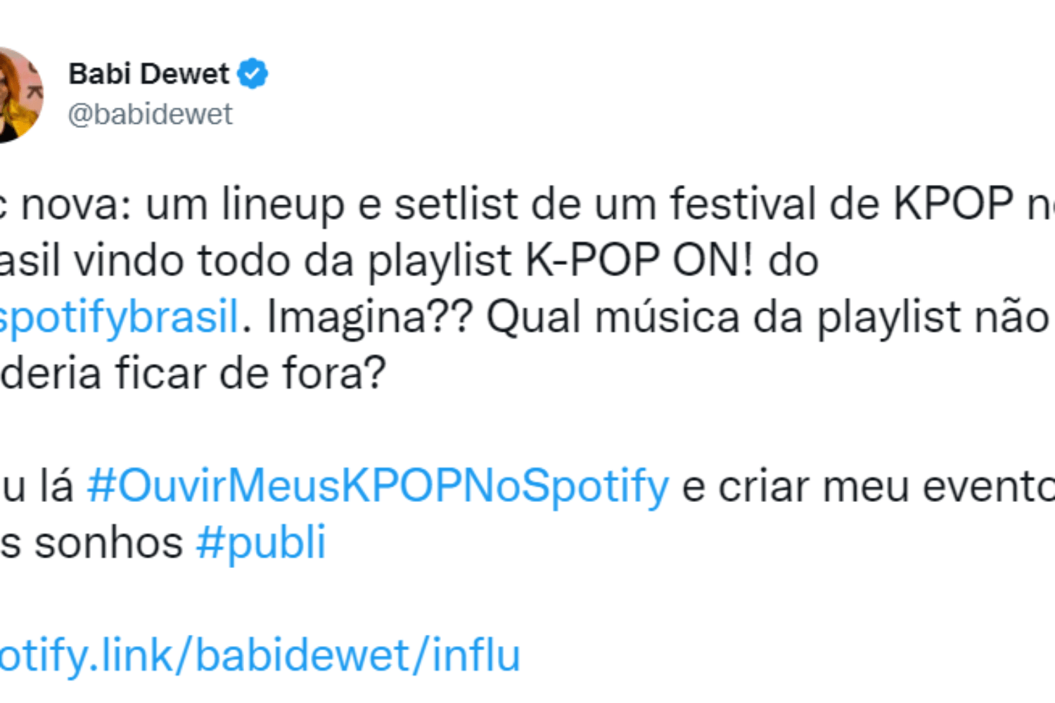 Tweet Babi Publicidade Spotify