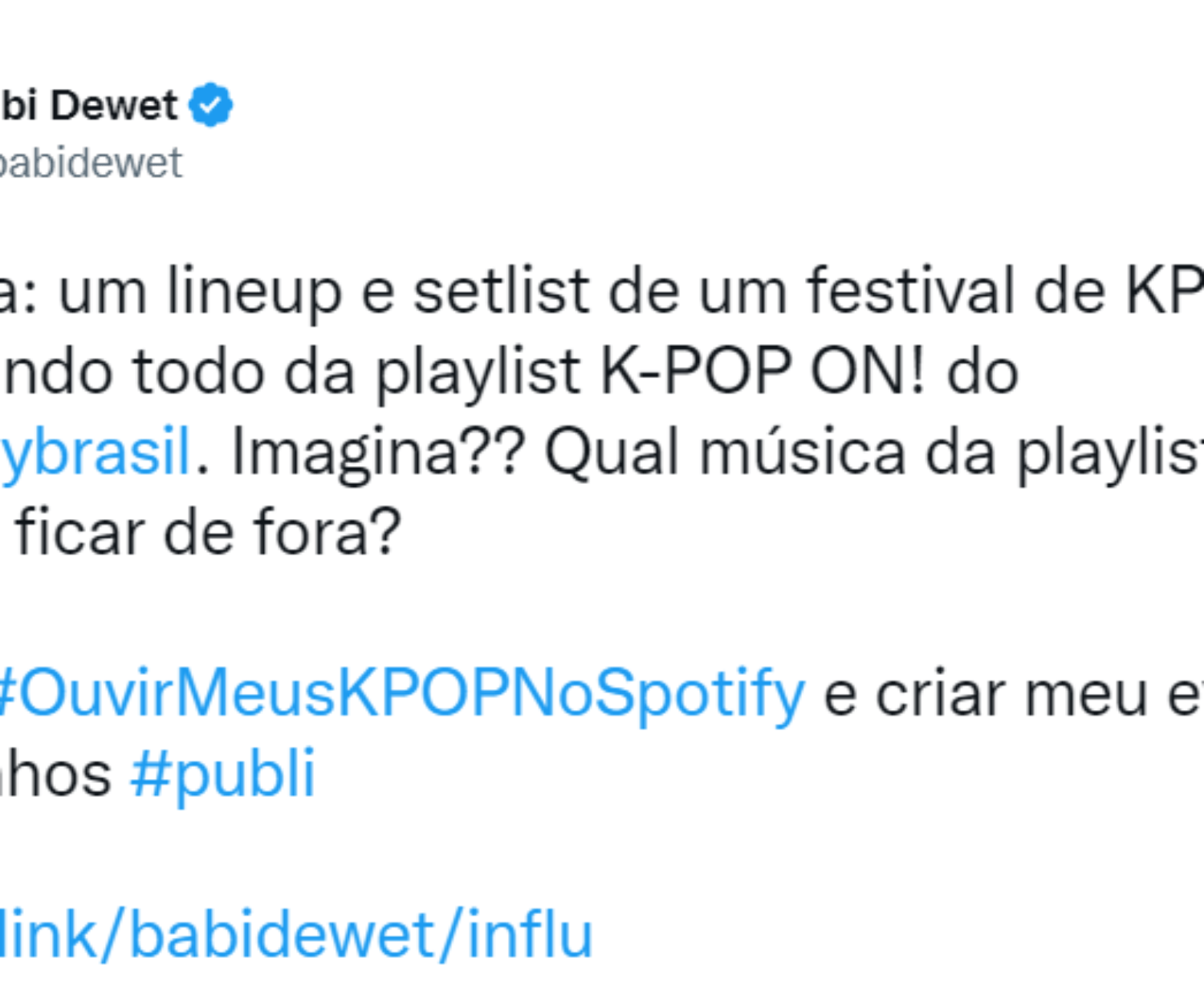 Tweet Babi Publicidade Spotify