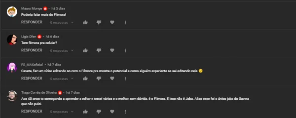 Comentários Filmora 11