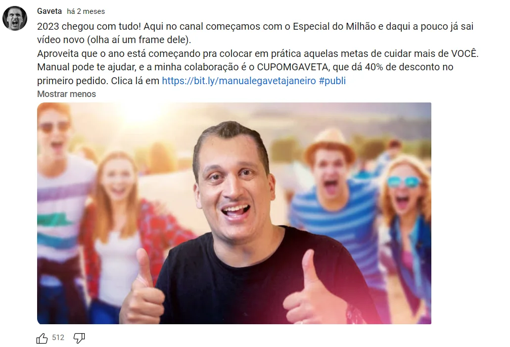 Post aba comunidade Youtube